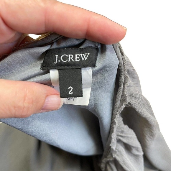 J Crew 100% Silk Gray Long Sleeve Size 2 Dress With Pockets Retails $168 - Picture 10 of 12